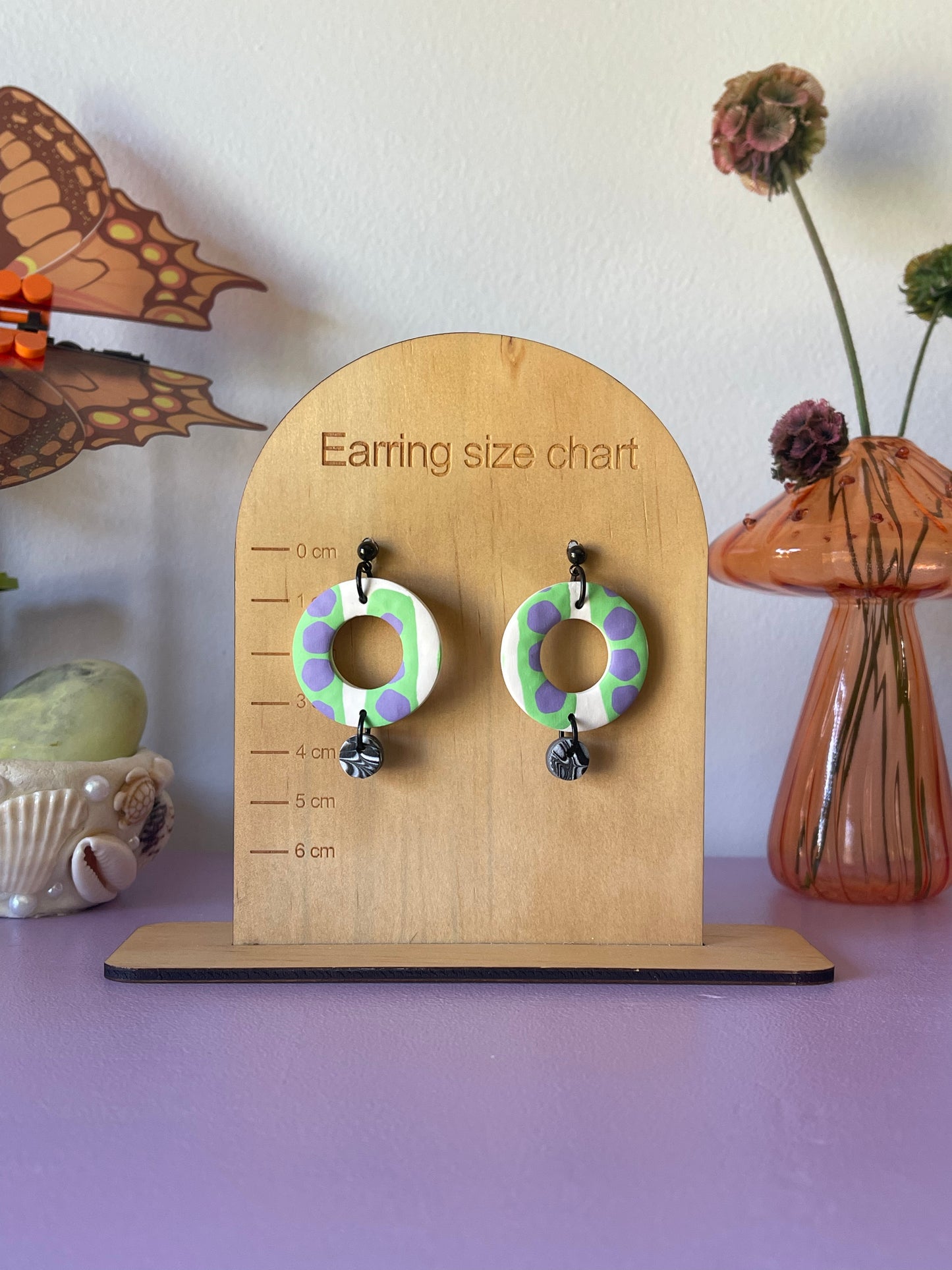 'Violet Bloom' Hollow Circle Dangle