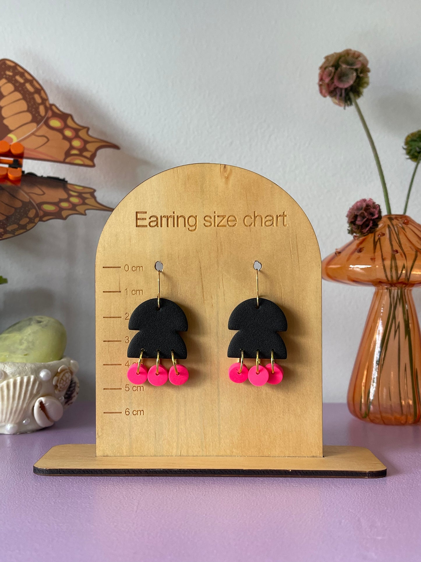 'Black' Stacked Arch Droplets Dangle