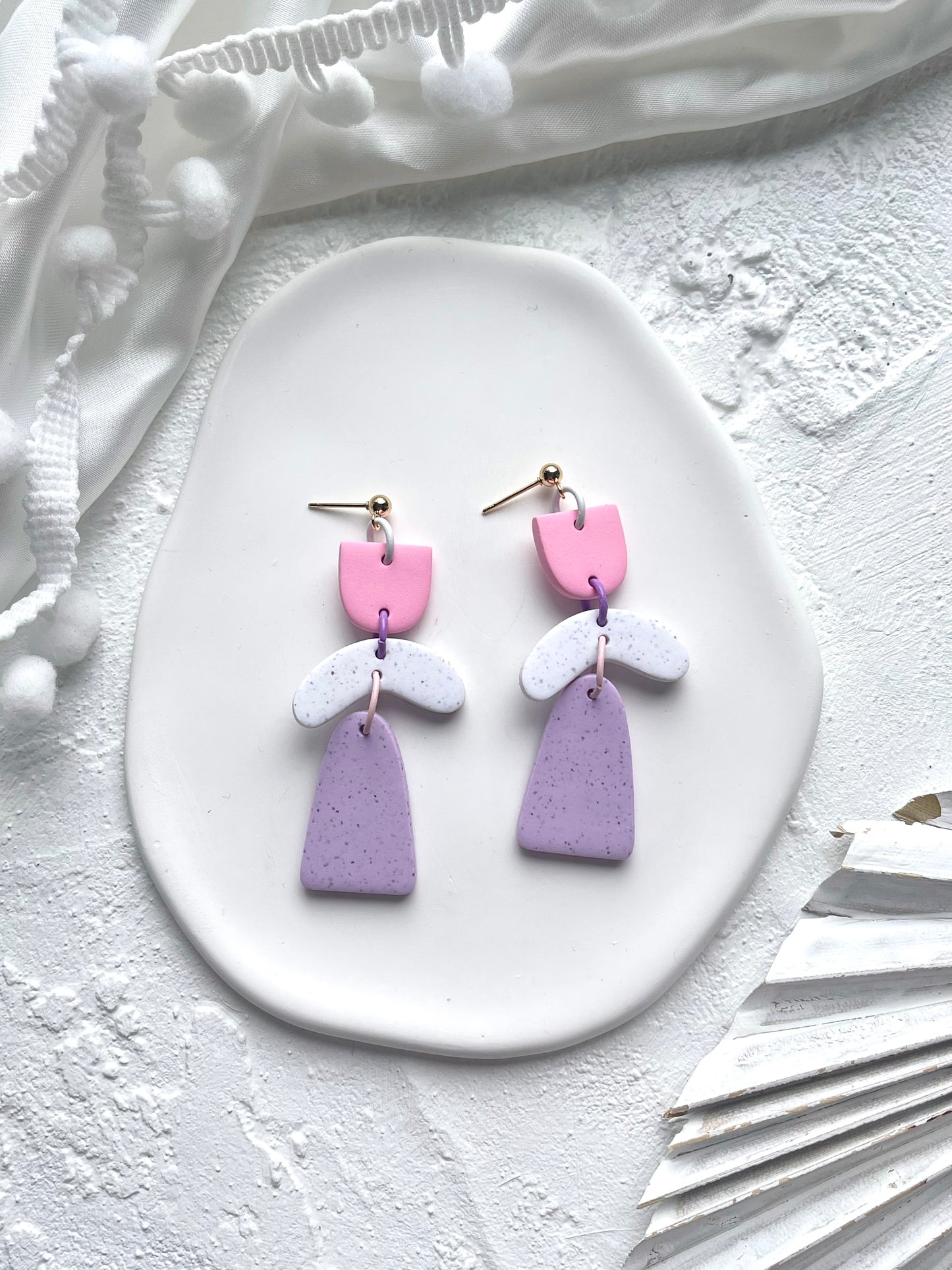 'Granite' Tall Arch Wave Dangle