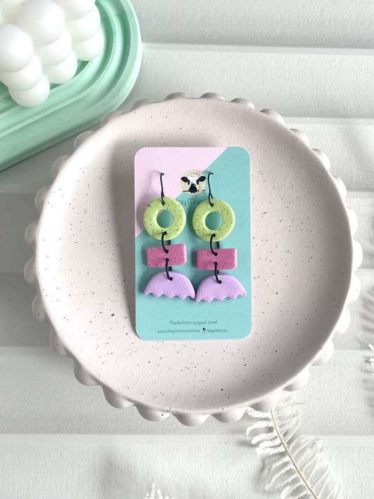 'Granite' Wavy Hollow Circle Dangle