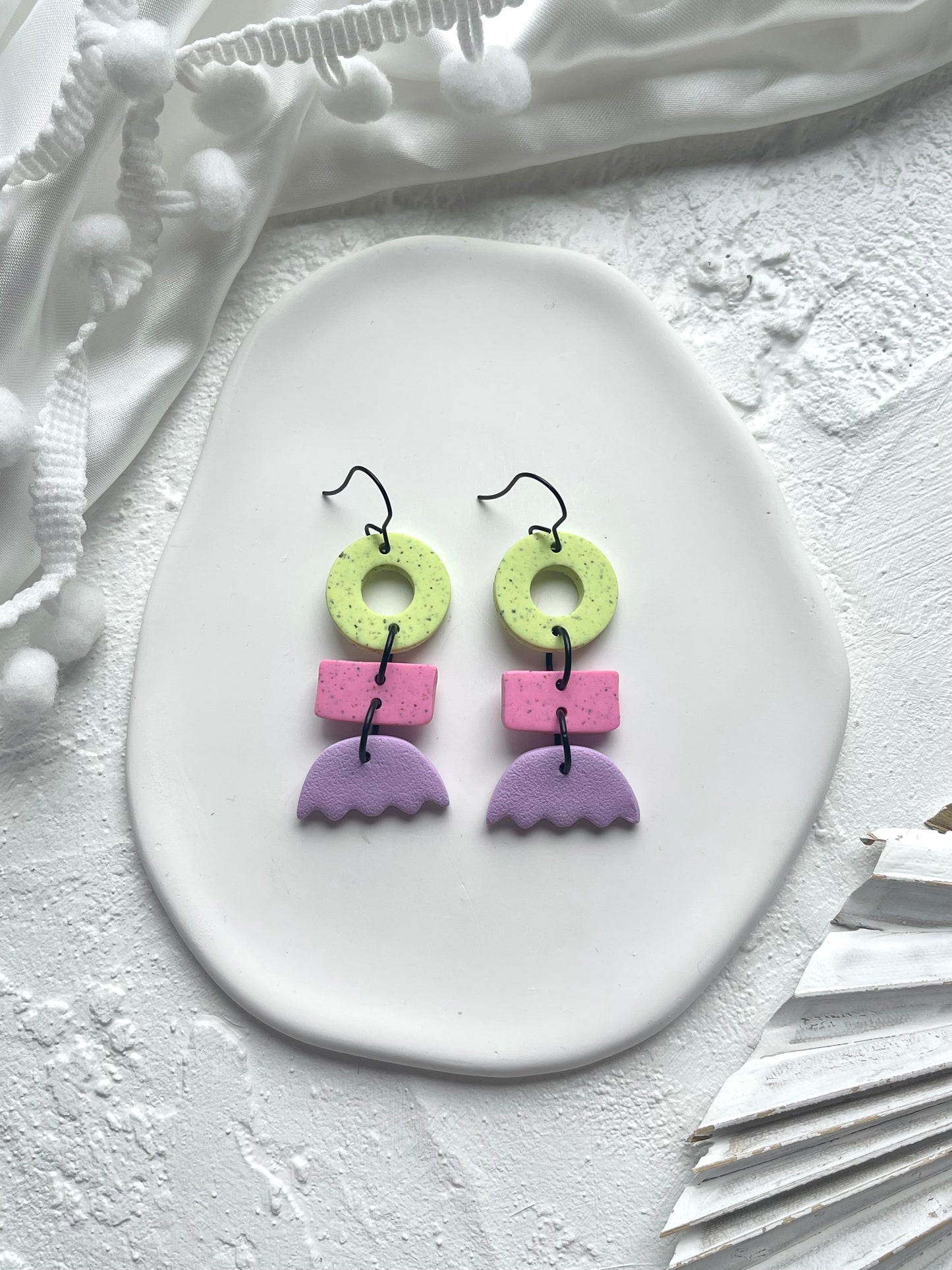 'Granite' Wavy Hollow Circle Dangle