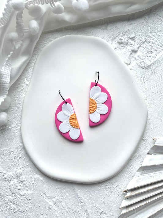 'Daisy' Semi Circle Flower Medium Dangle