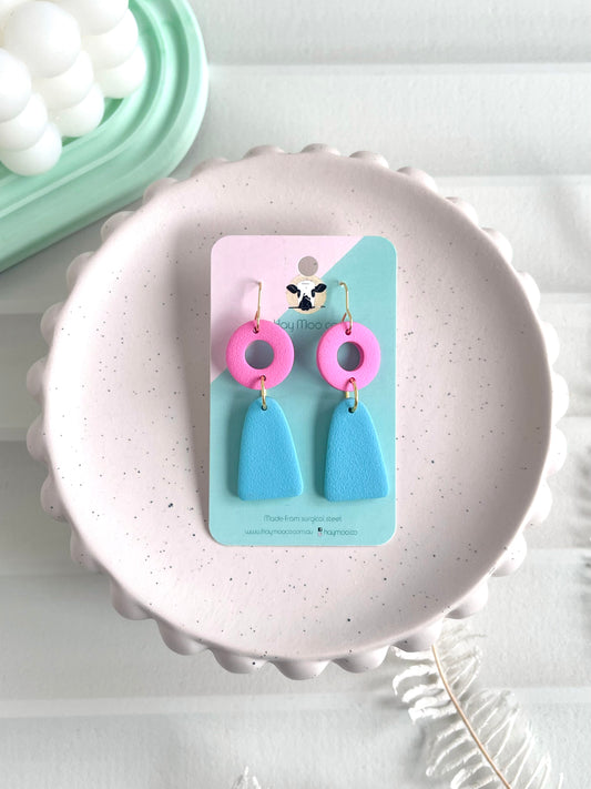 'Colour Block' Hollow Circle Arch Dangle