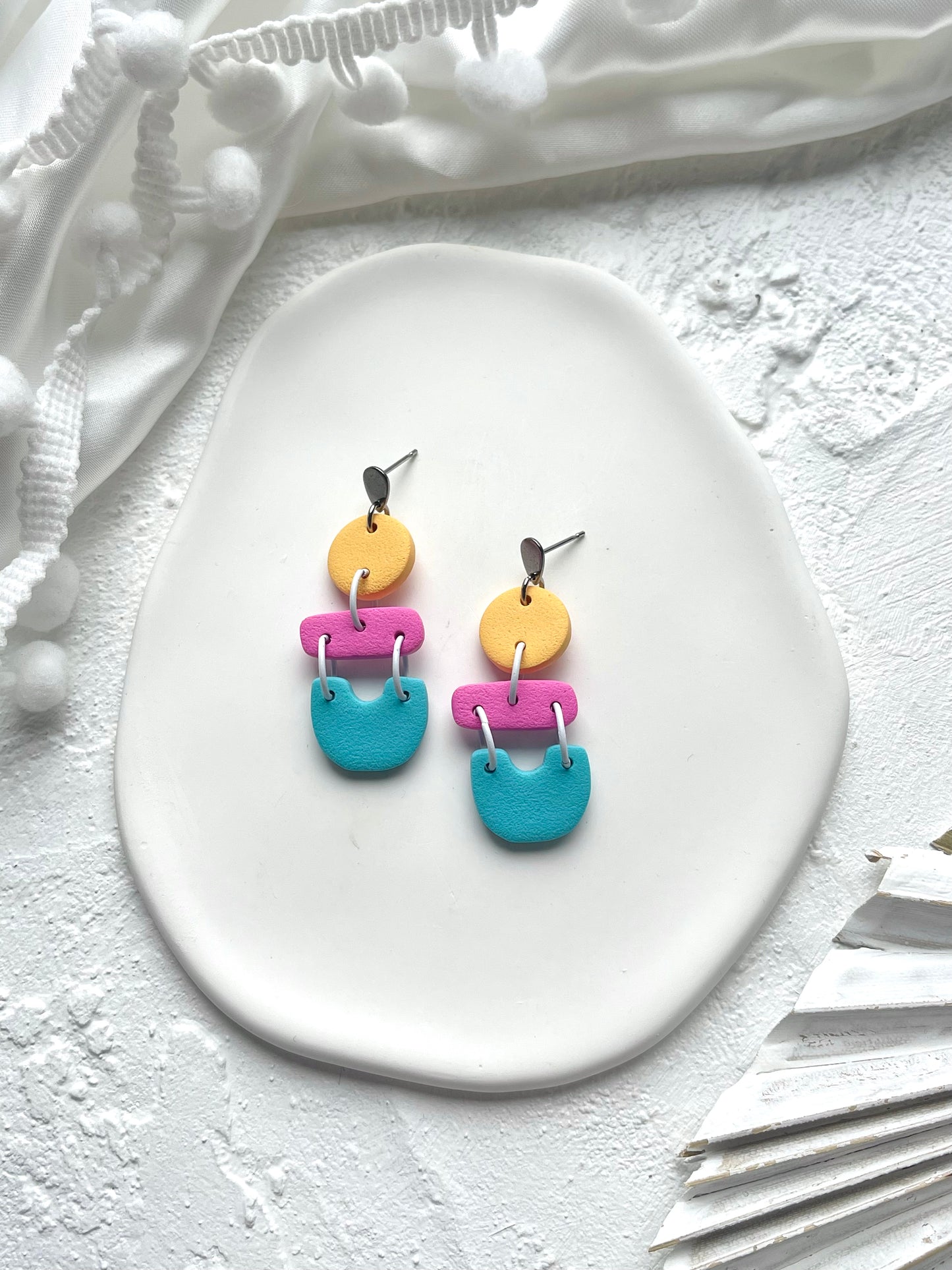 'Colour Block' Tiered Arch Dangle