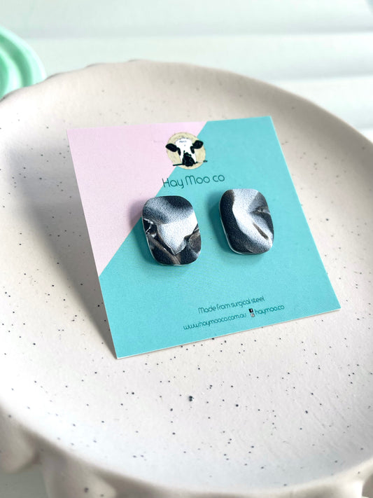 'Zebra' Organic Rectangle Stud