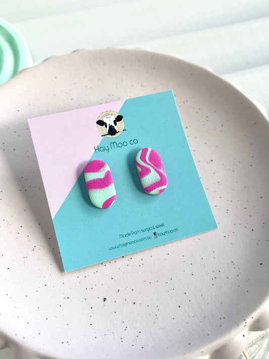 'Pretty in Pink' Oval Stud