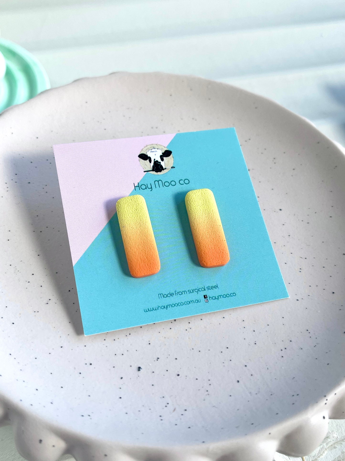'Ombre Orange' Rectangle Stud
