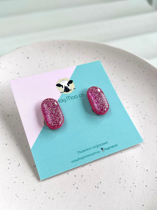 *CLIP ON* Glitter Oval Stud