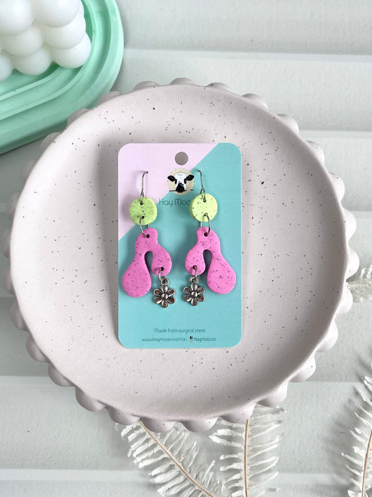 'Granite' Wave Arch Flower Charm Dangle