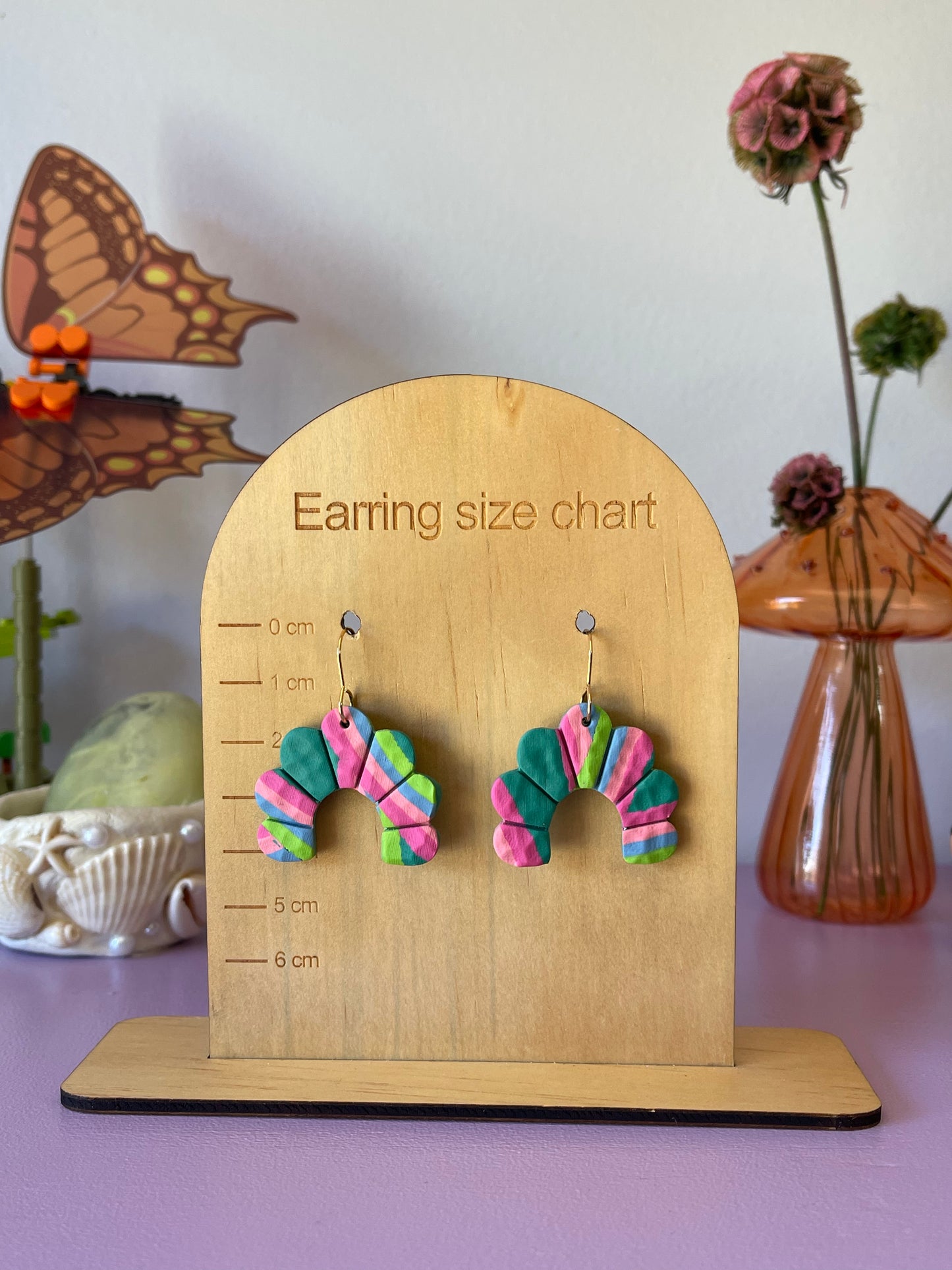 'Aqua Bloom' Scalloped Arch Dangle