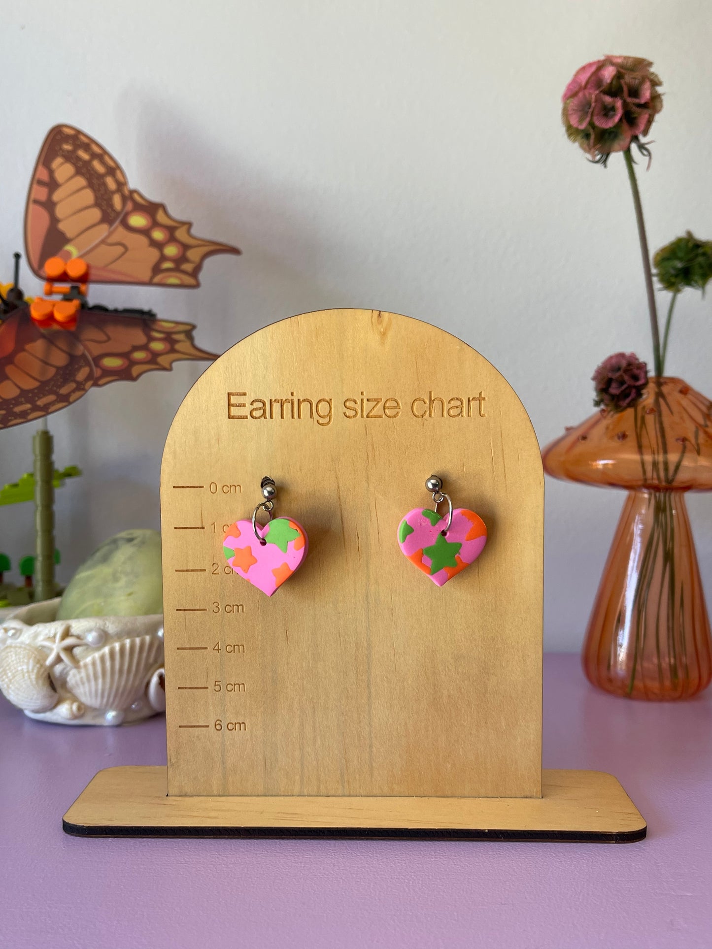 'Neon Stars' Heart Dangle