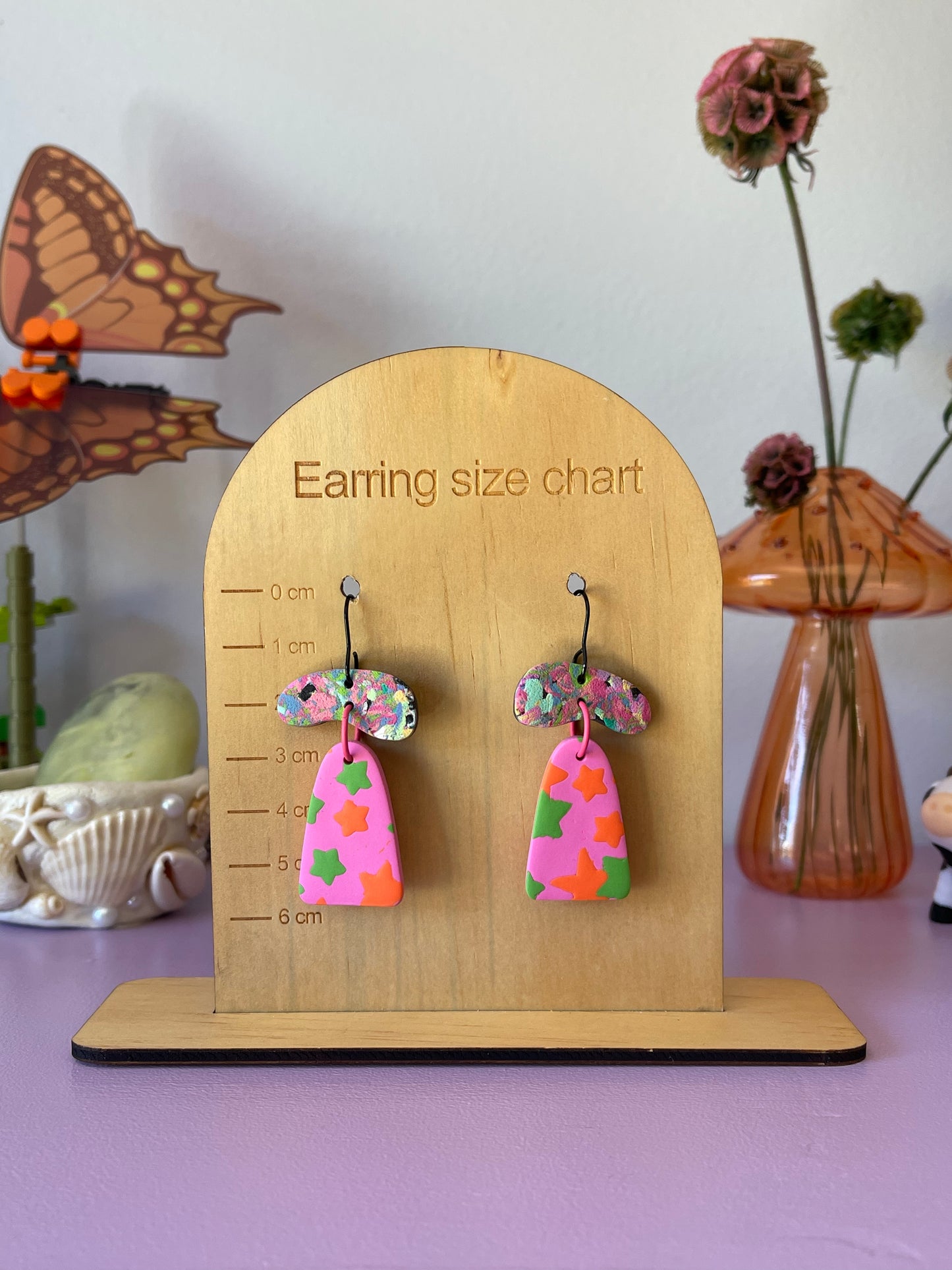 'Neon Stars' Organic Arch Dangle
