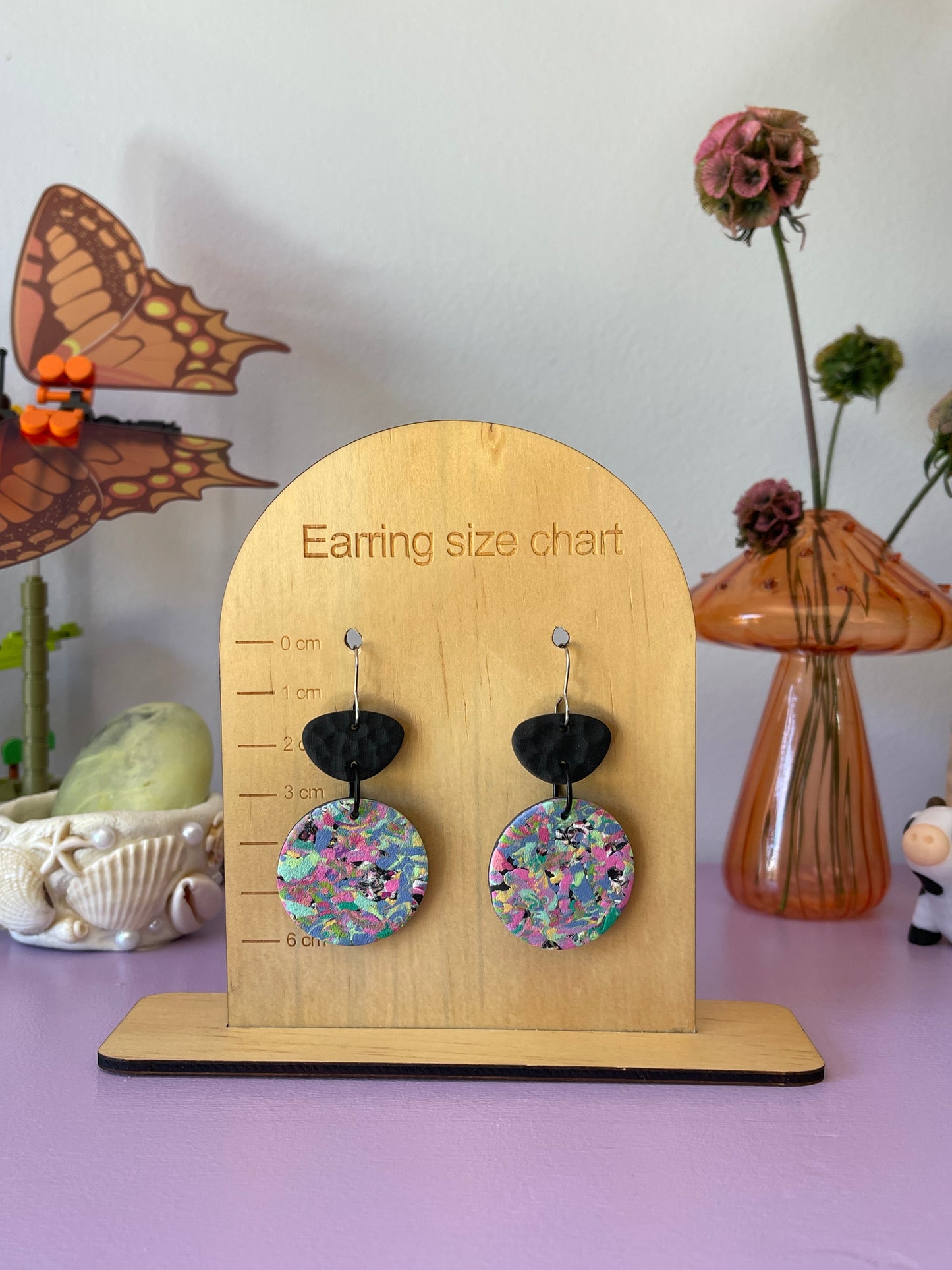 'Funfetti' Pebble Circle Dangle