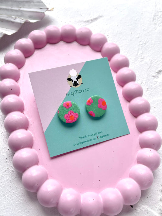 'Pink Petals' Circle Stud