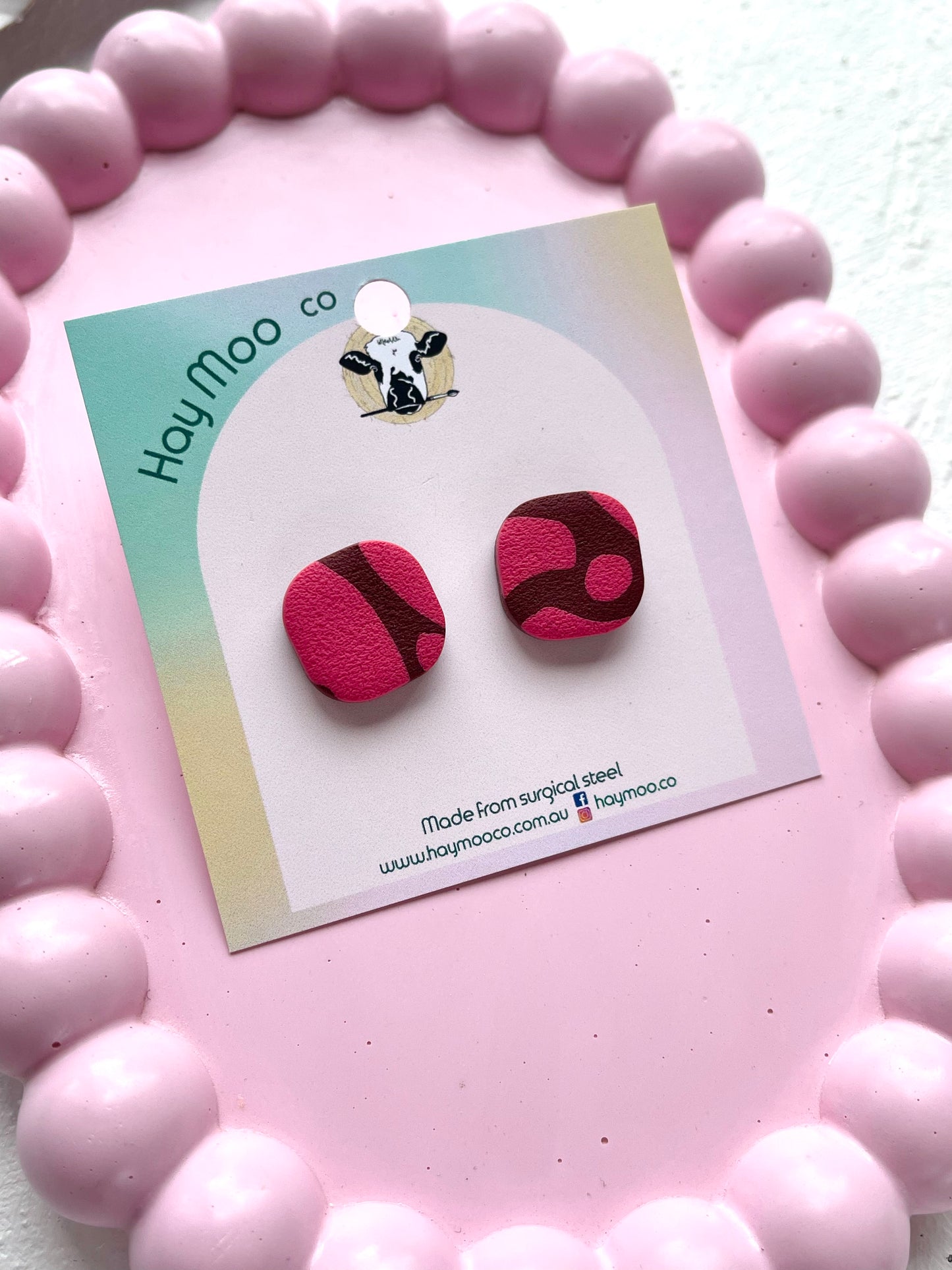 'Berry Blossom' Square Stud