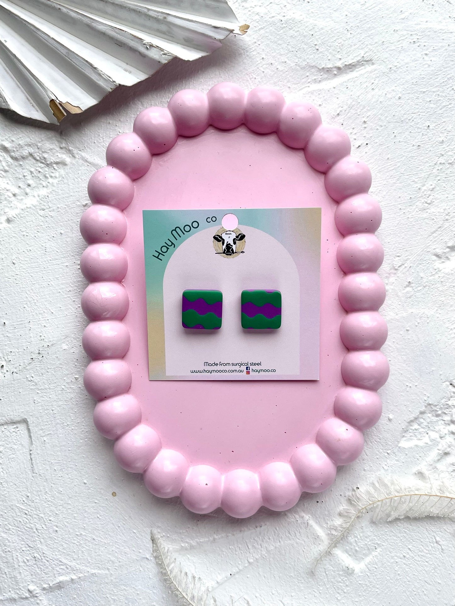'Plum Twist' Square Stud