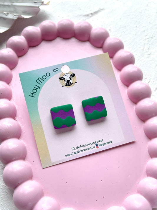 'Plum Twist' Square Stud