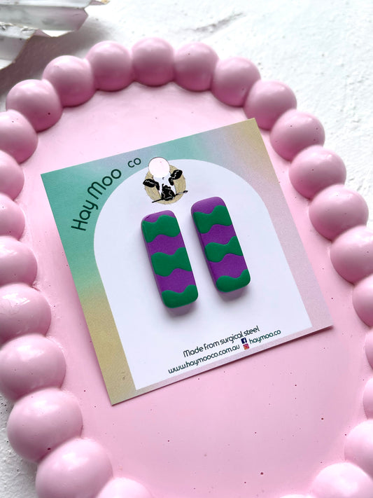 'Plum Twist' Long Rectangle Stud