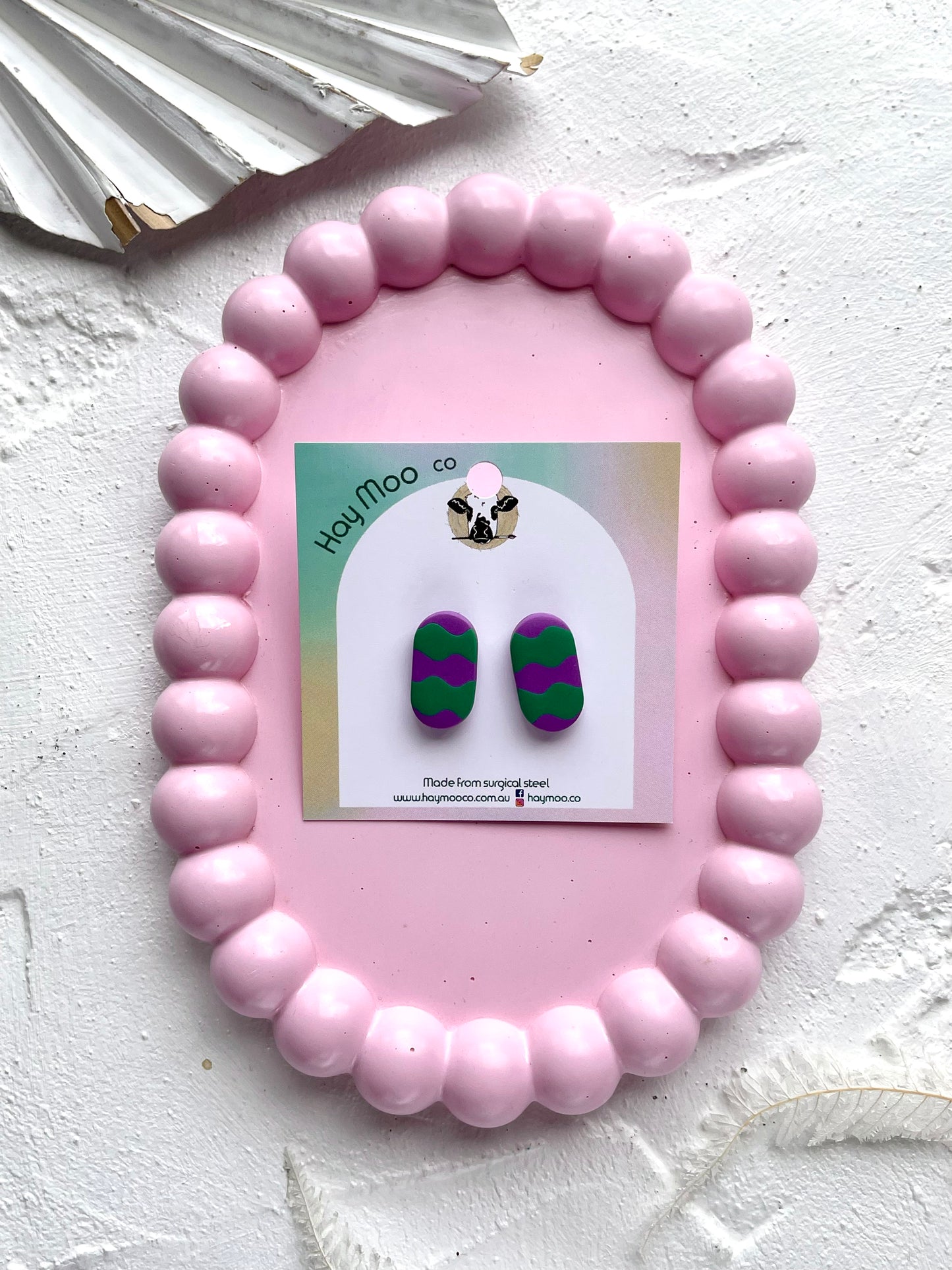 'Plum Twist' Oval Stud