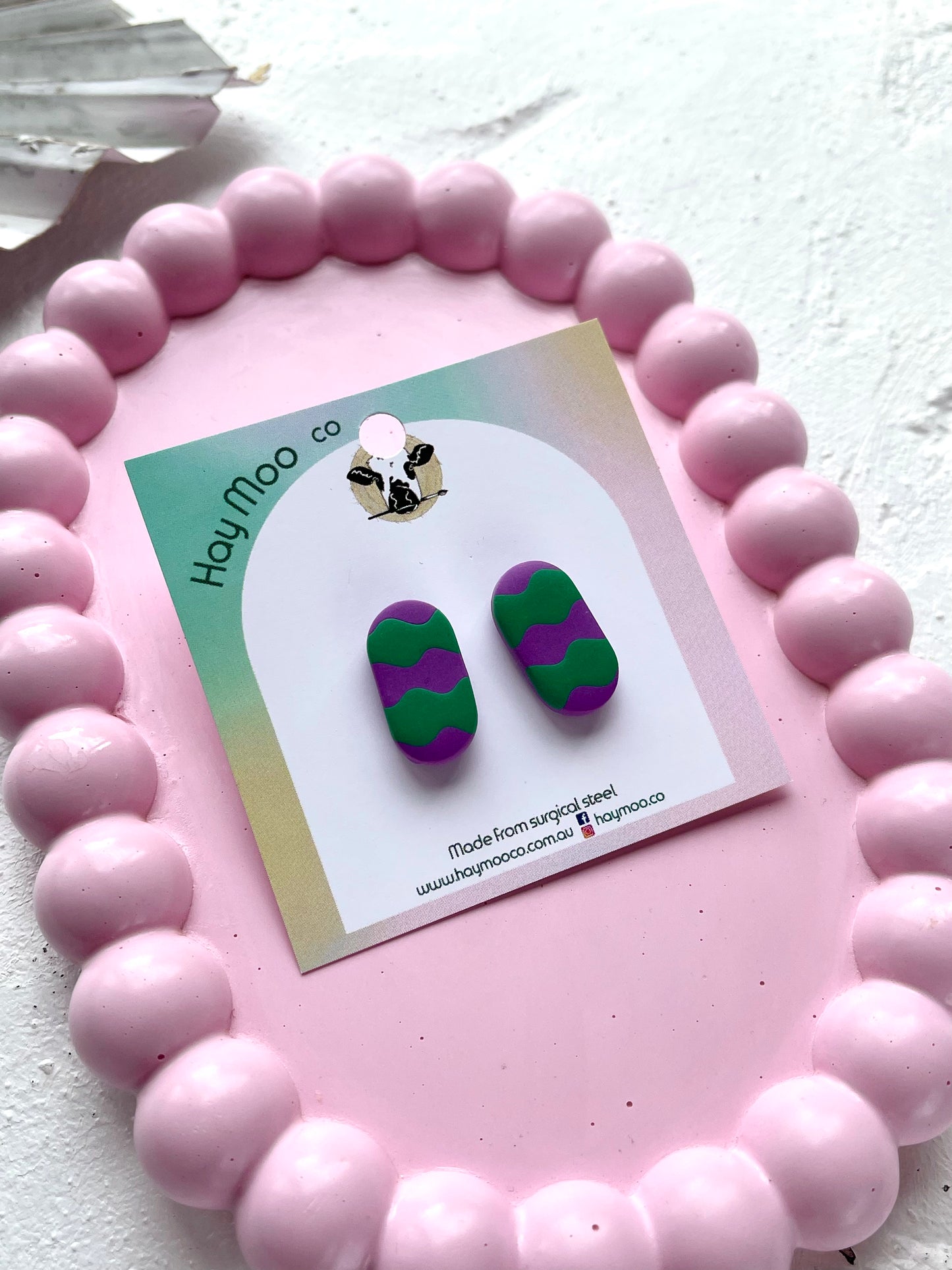 'Plum Twist' Oval Stud
