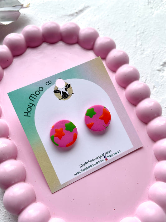 'Neon Stars' Circle Stud