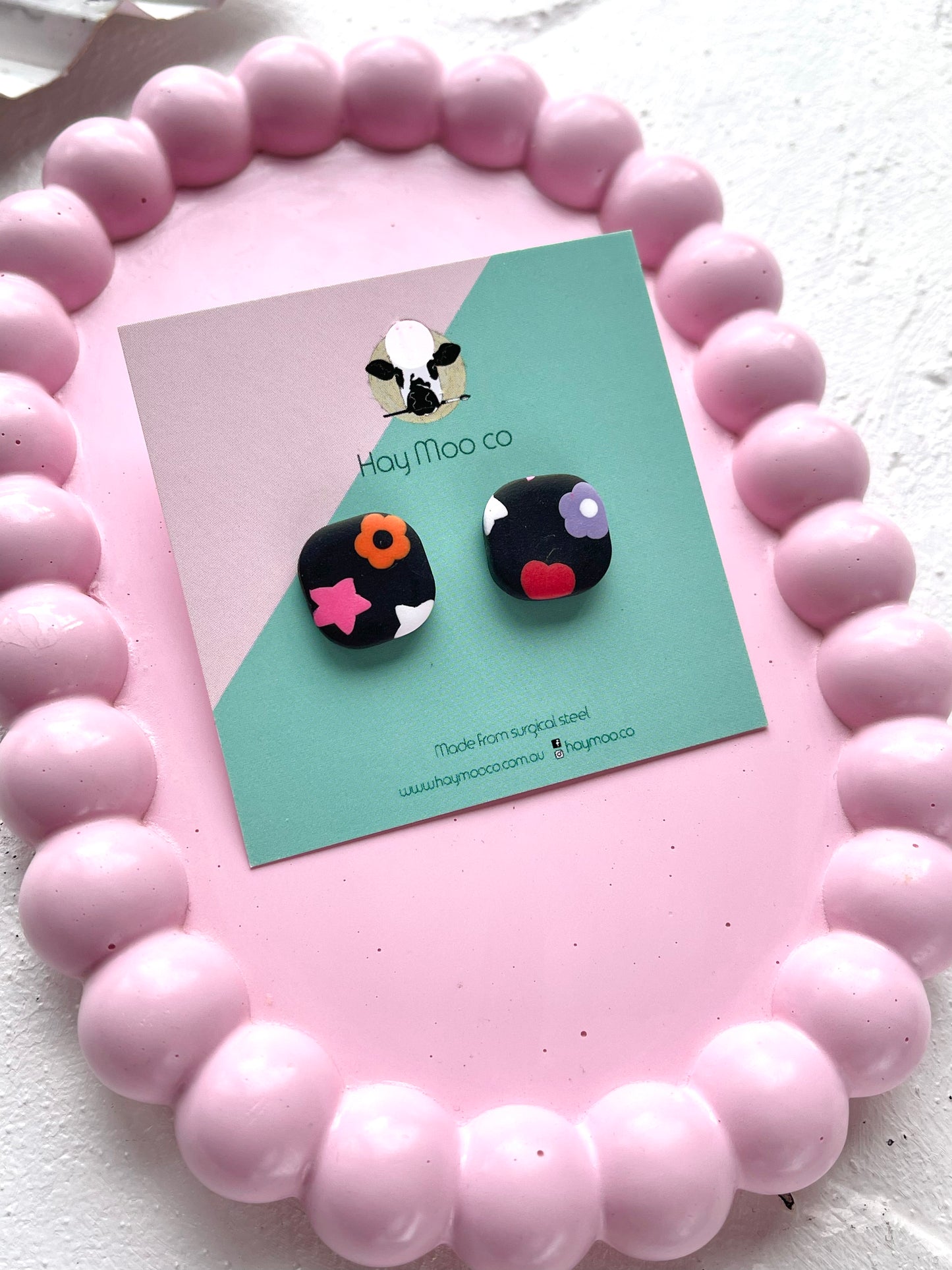'Starlit Love' Square Stud