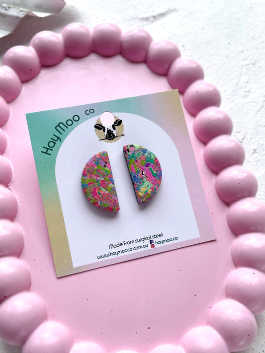 'Funfetti' Semi Circle Stud