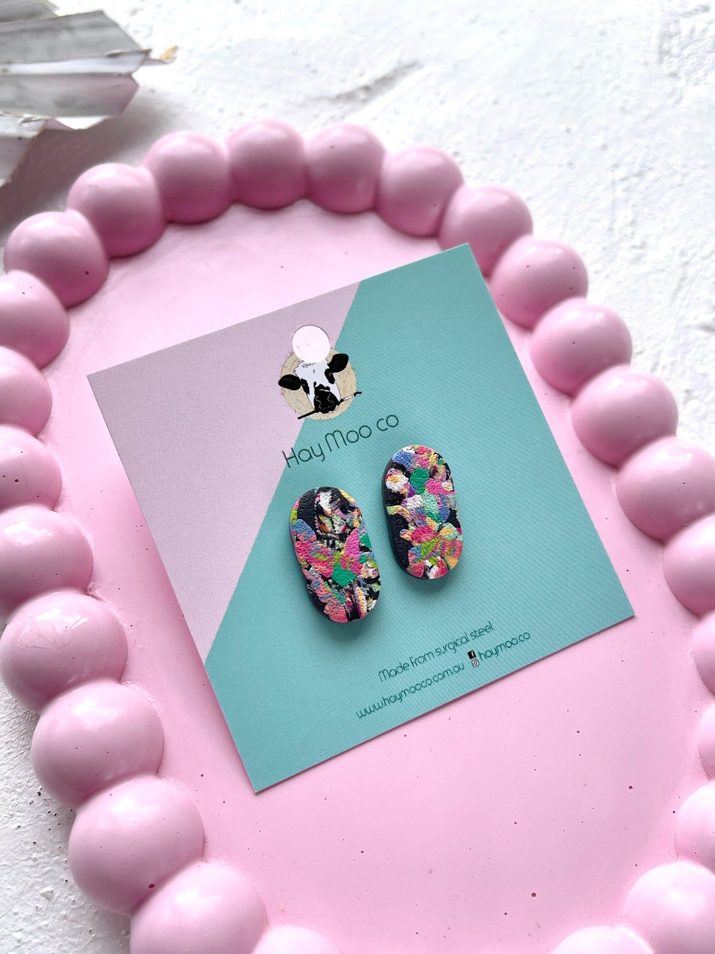 'Funfetti' Oval Stud
