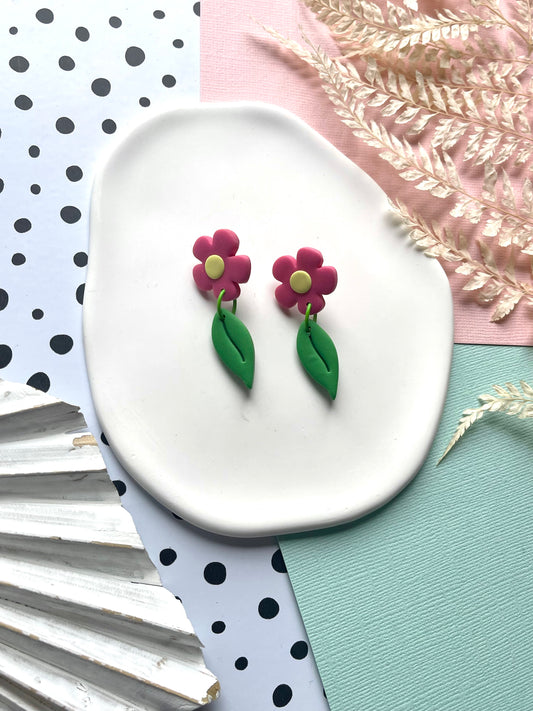 'Leafy Flower' Small Leaf Stud Dangle