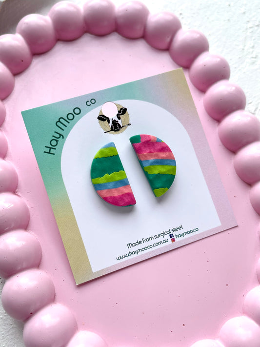 'Aqua Bloom' Semi Circle Stud