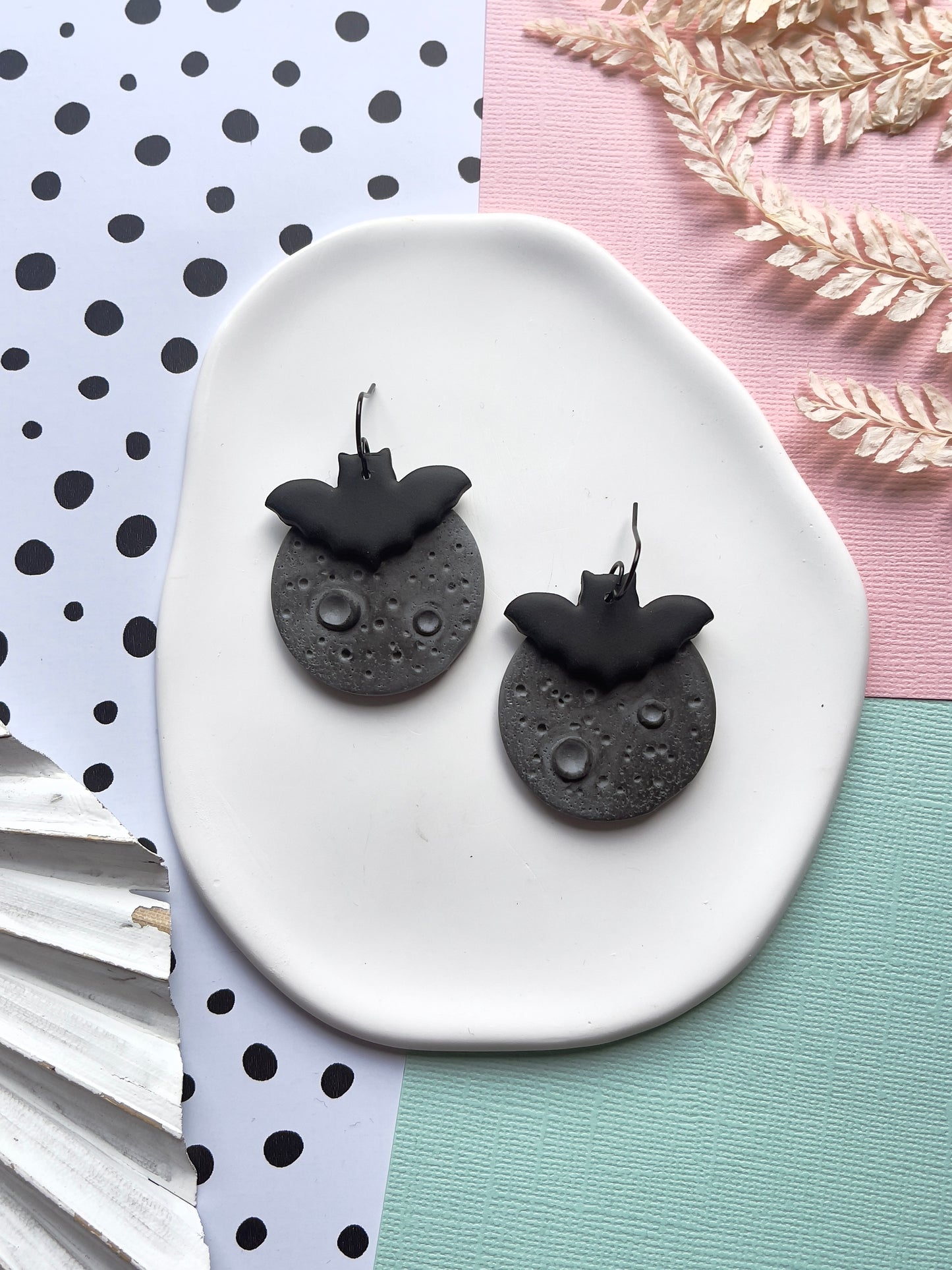 'Witchy' Bat On Moon Dangle