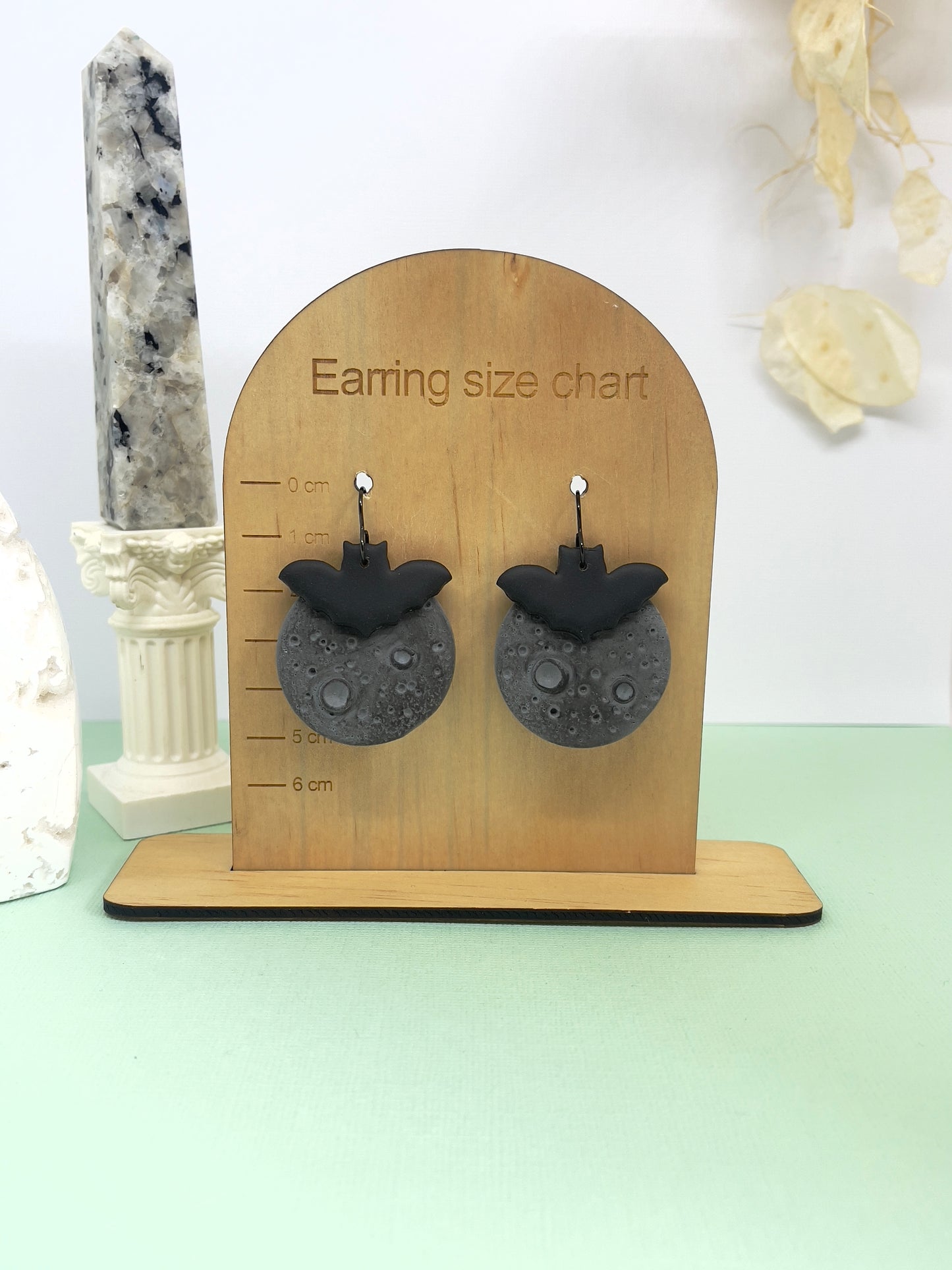 'Witchy' Bat On Moon Dangle
