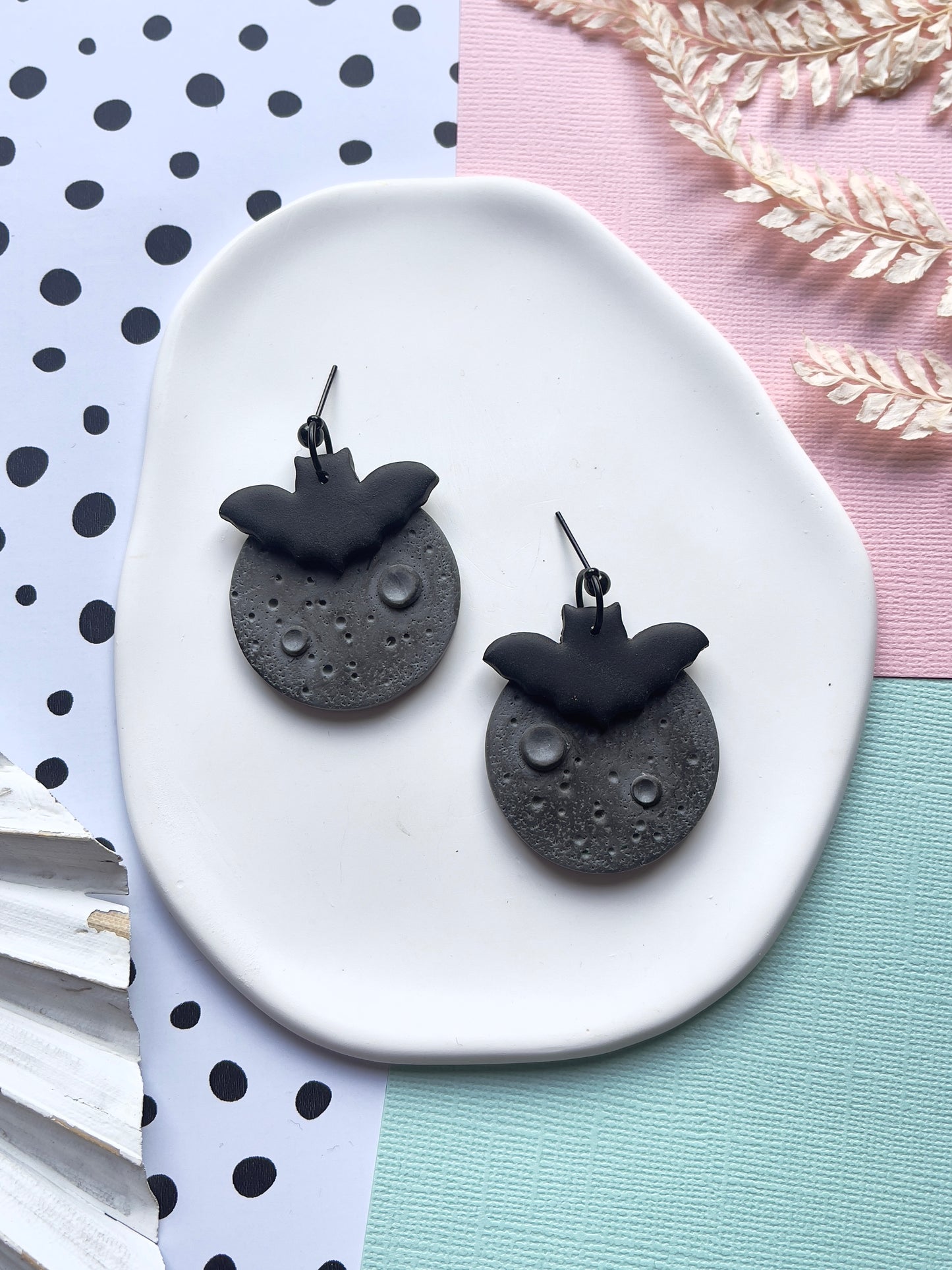 'Witchy' Bat On Moon Dangle