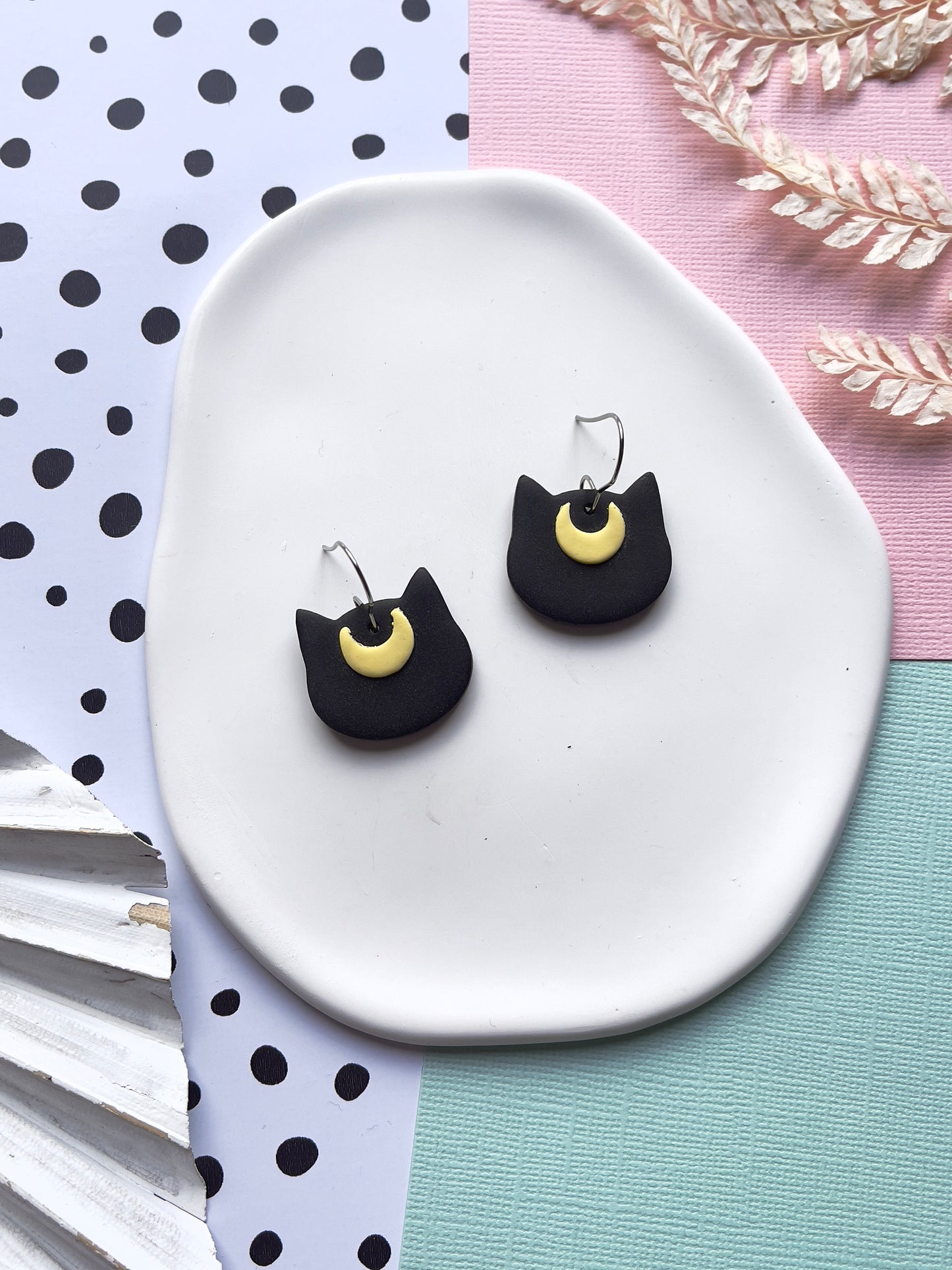 'Witchy' Moon Black Cat Dangle