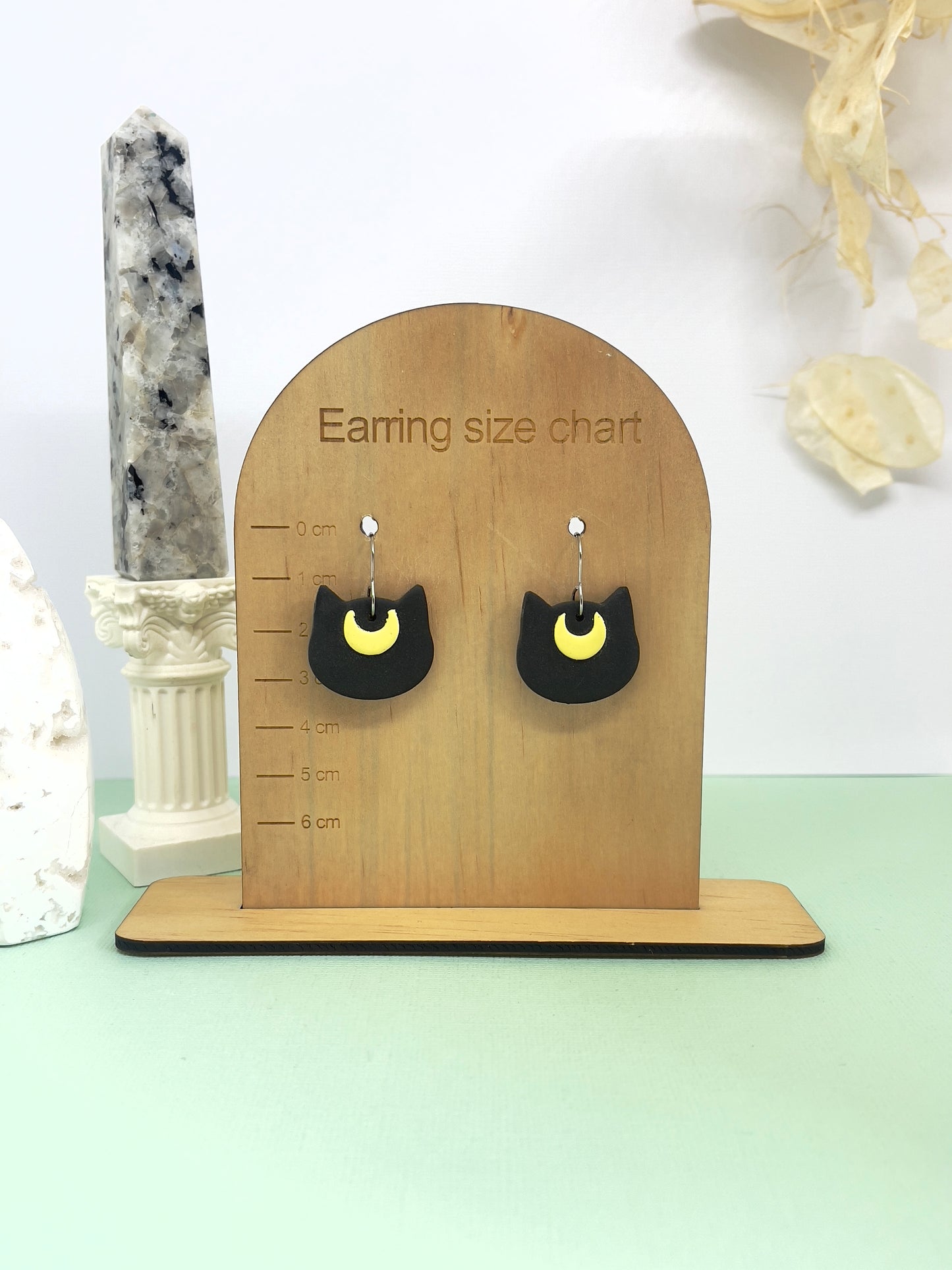 'Witchy' Moon Black Cat Dangle