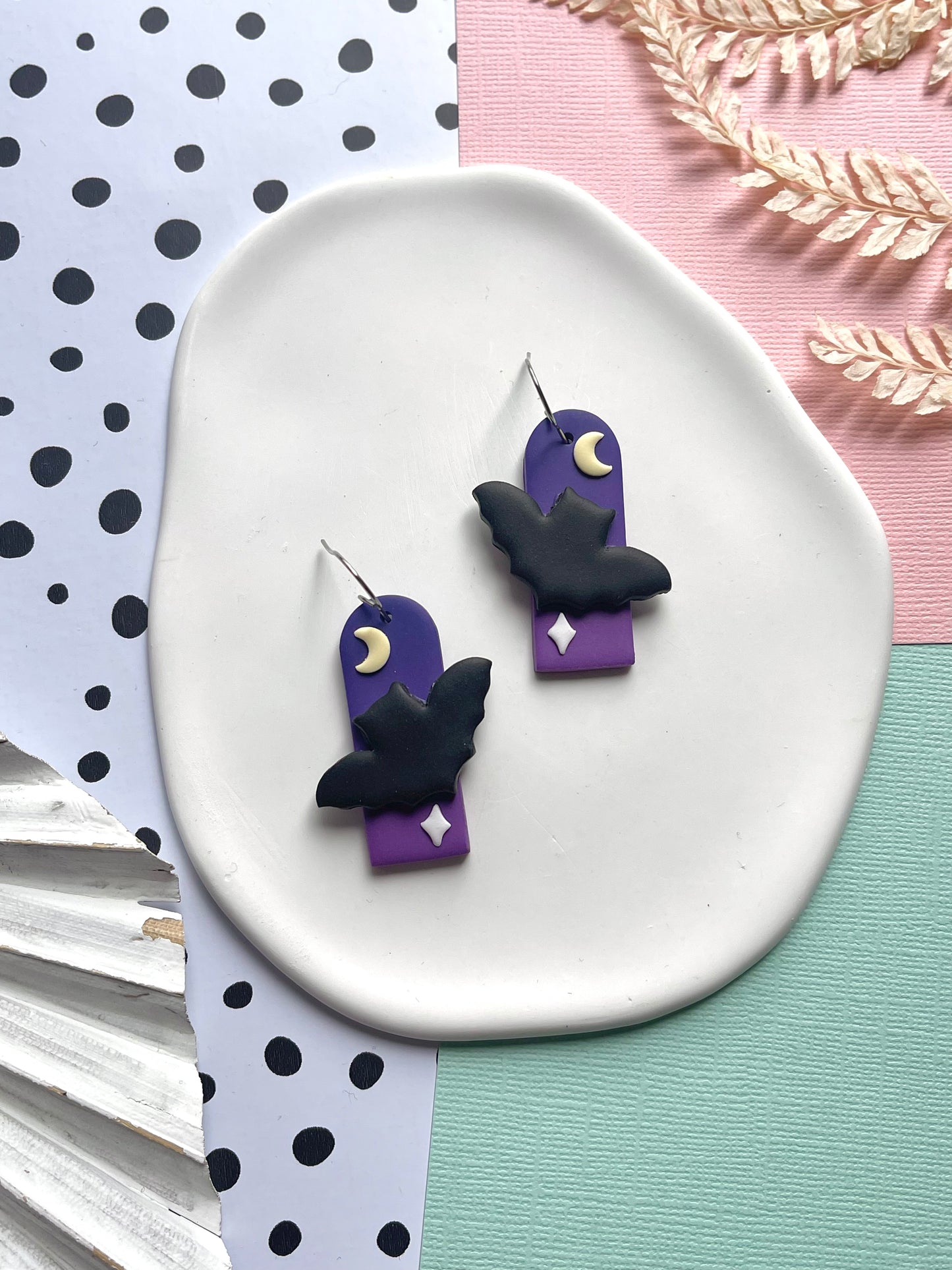 'Witchy' Night Bat Long Arch Dangle
