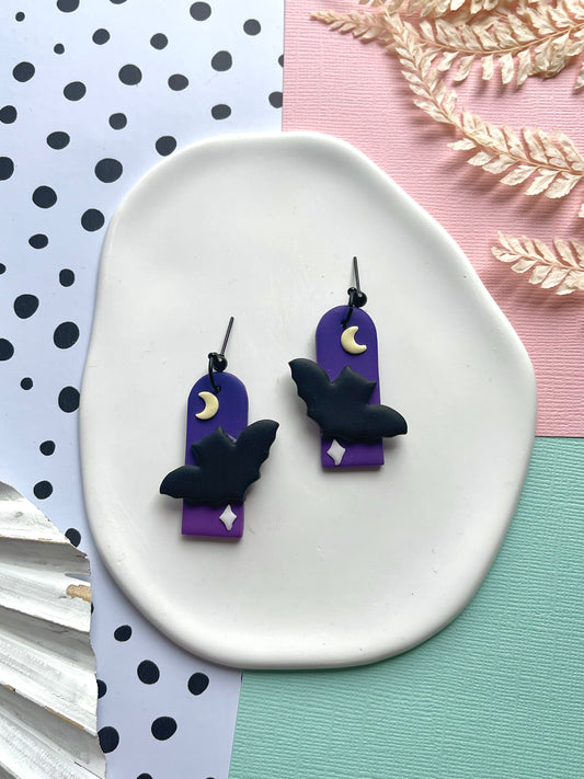 'Witchy' Night Bat Long Arch Dangle