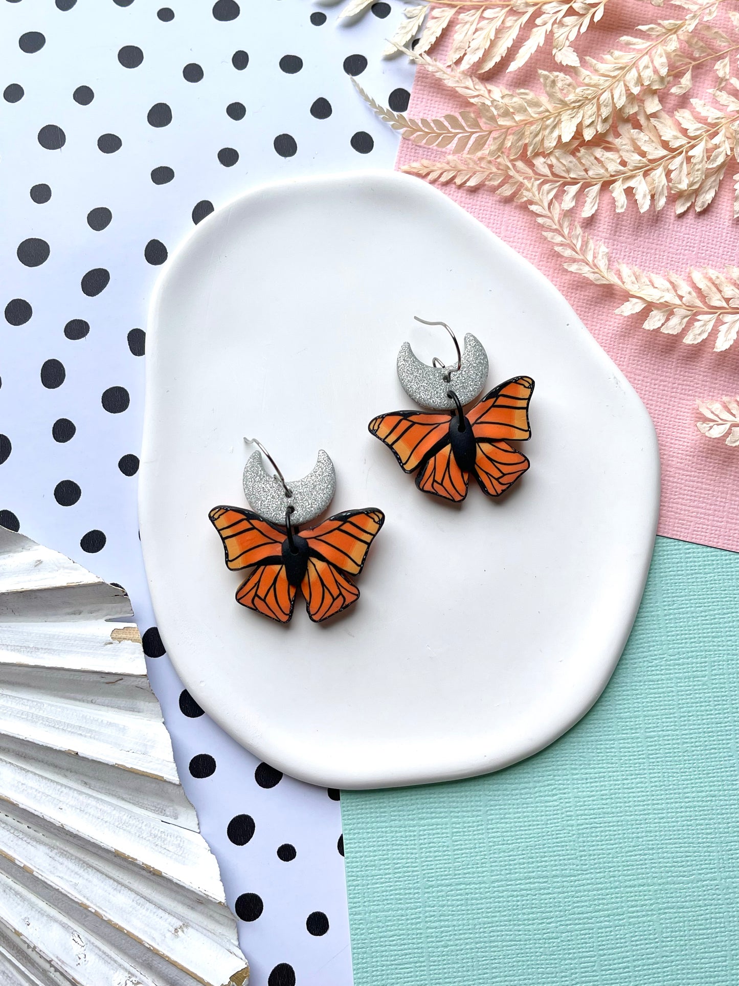 'Monarch Butterfly' Small Moon Charm Dangle