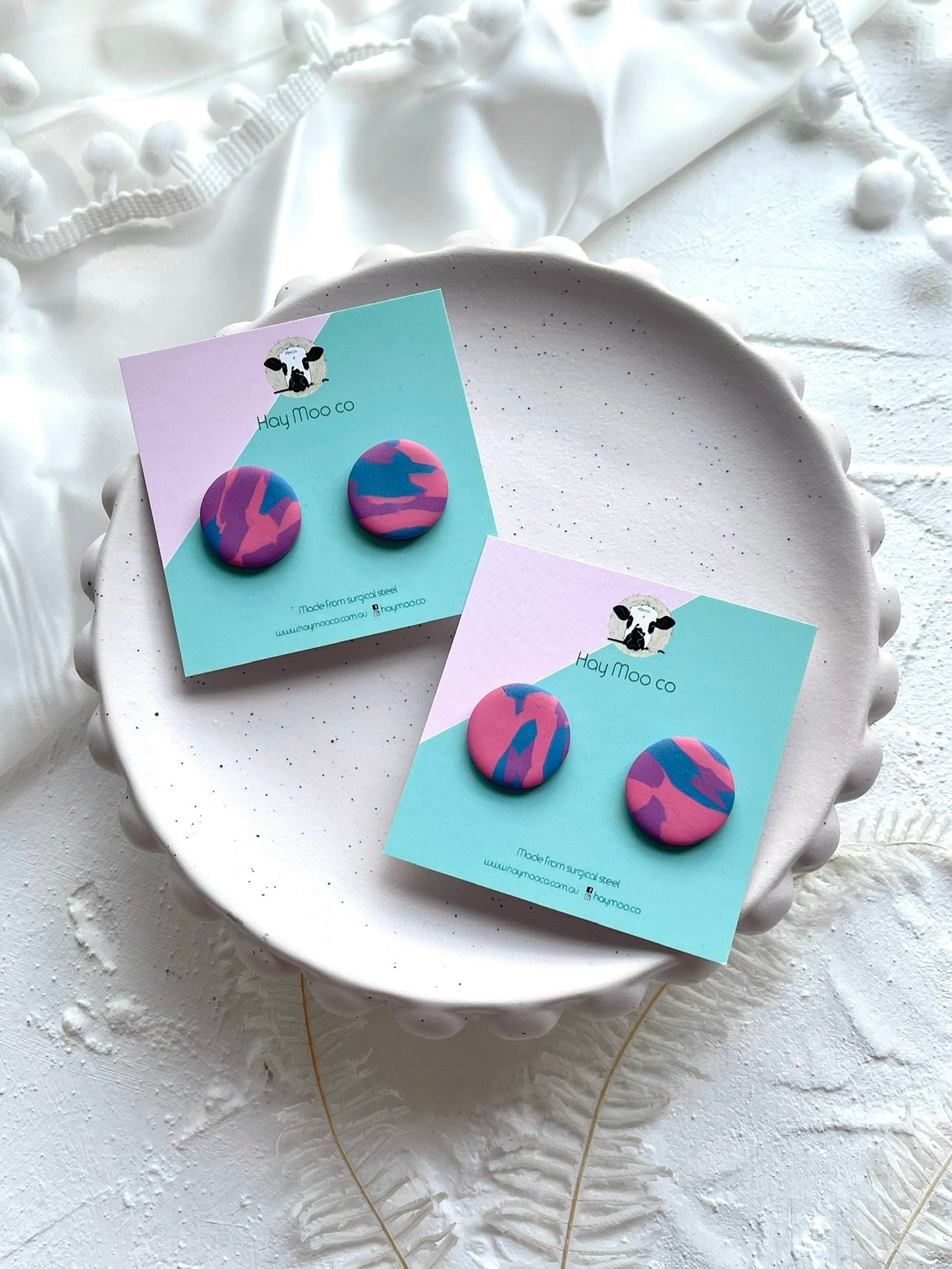 *CLIP ON* Cotton Candy Circle Stud