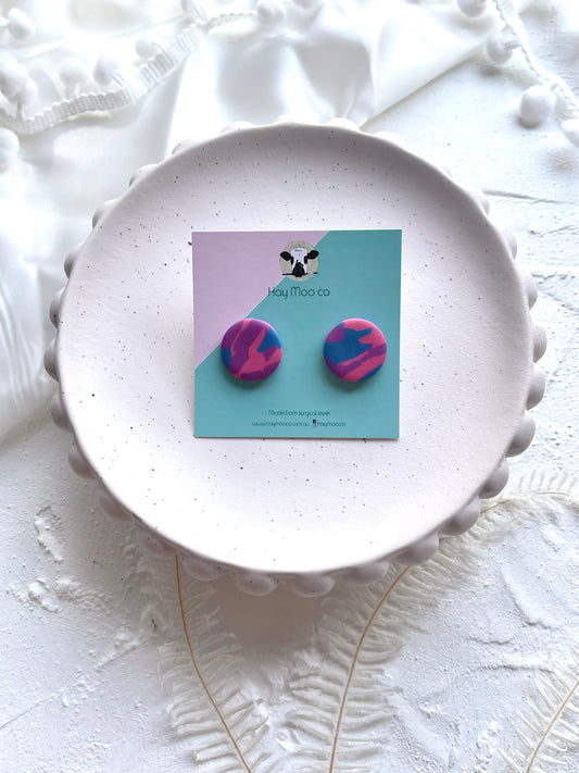 *CLIP ON* Cotton Candy Circle Stud