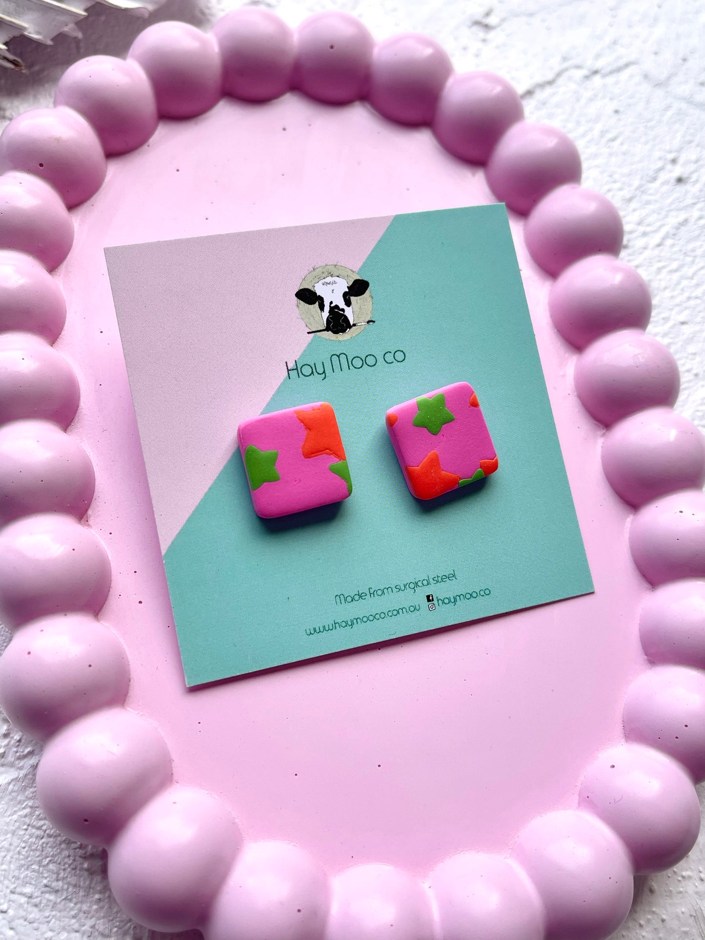 'Neon Stars' Square Stud