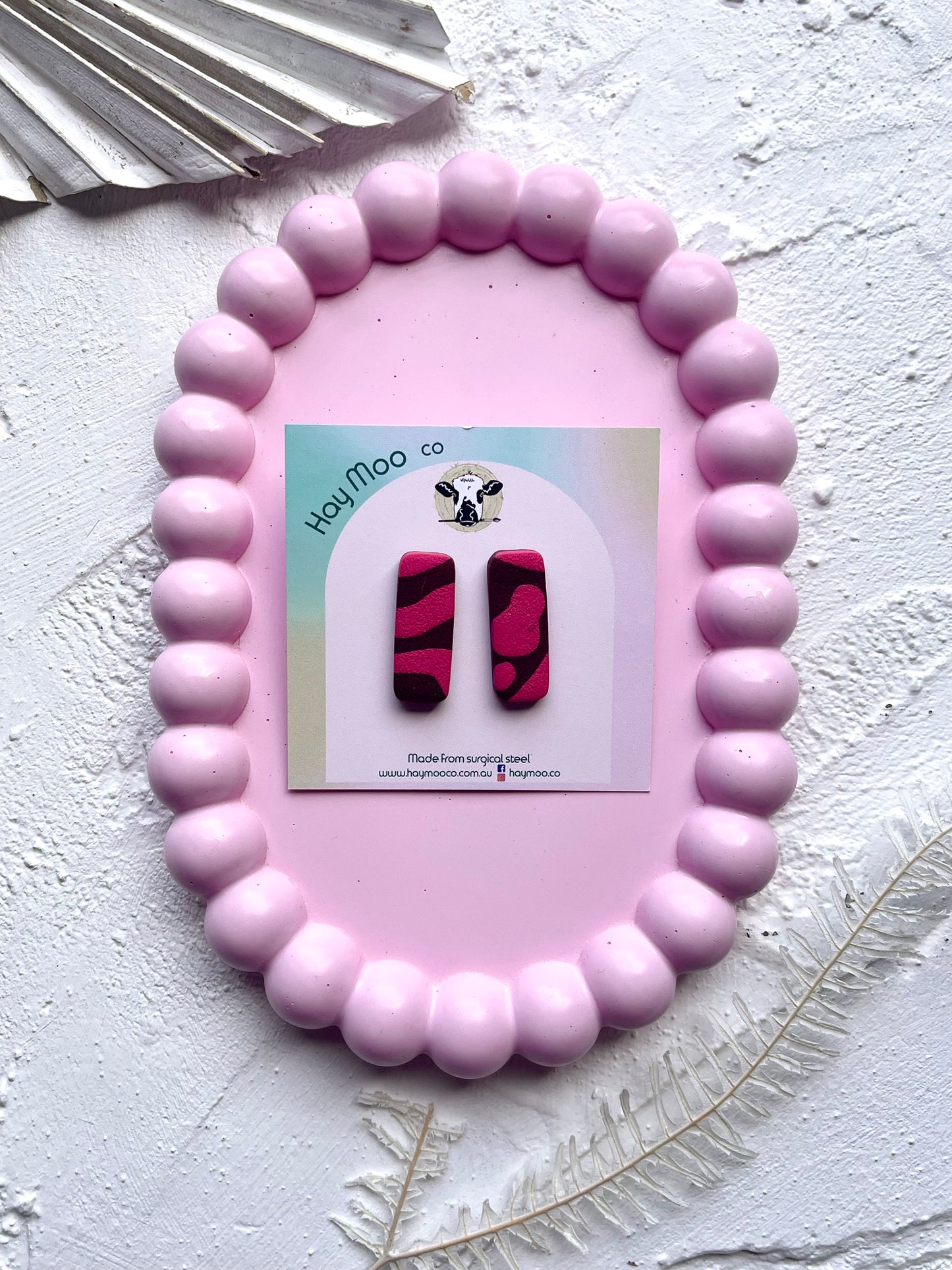 'Berry Blossom' Long Rectangle Stud