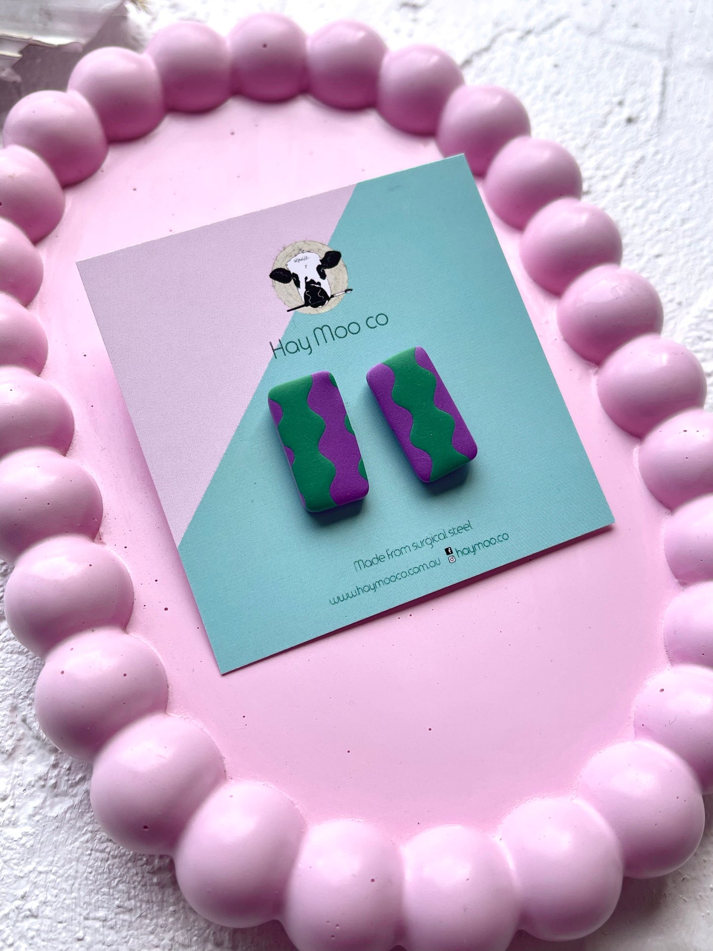 'Plum Twist' Rectangle Stud