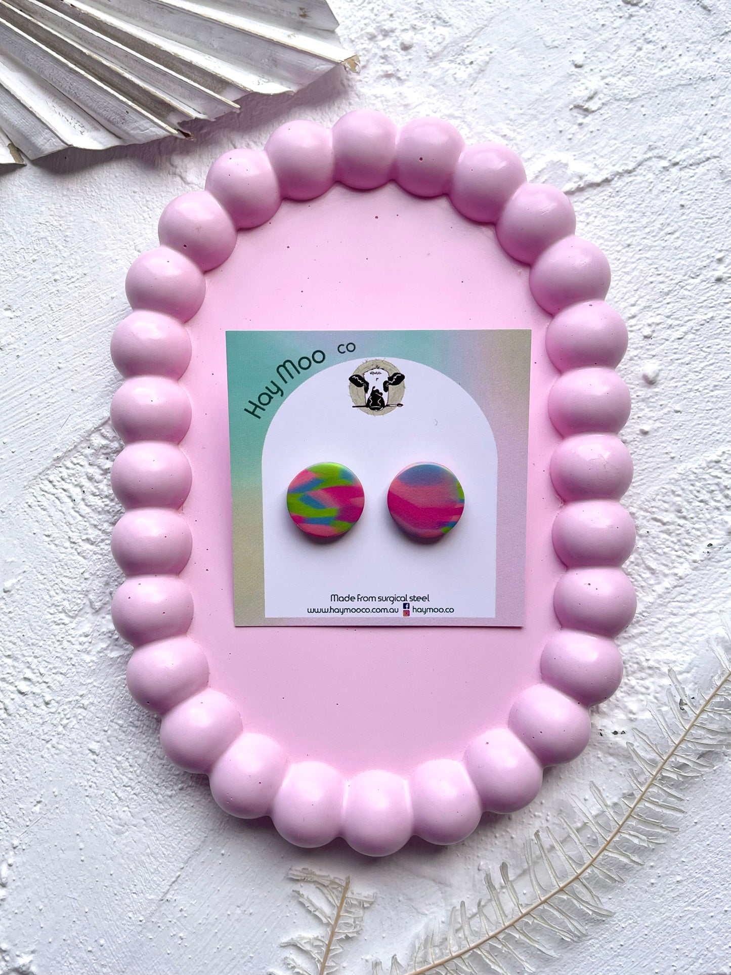 'Aqua Bloom' Swirl Circle Stud