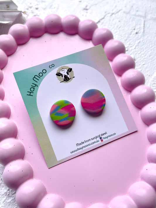 'Aqua Bloom' Swirl Circle Stud