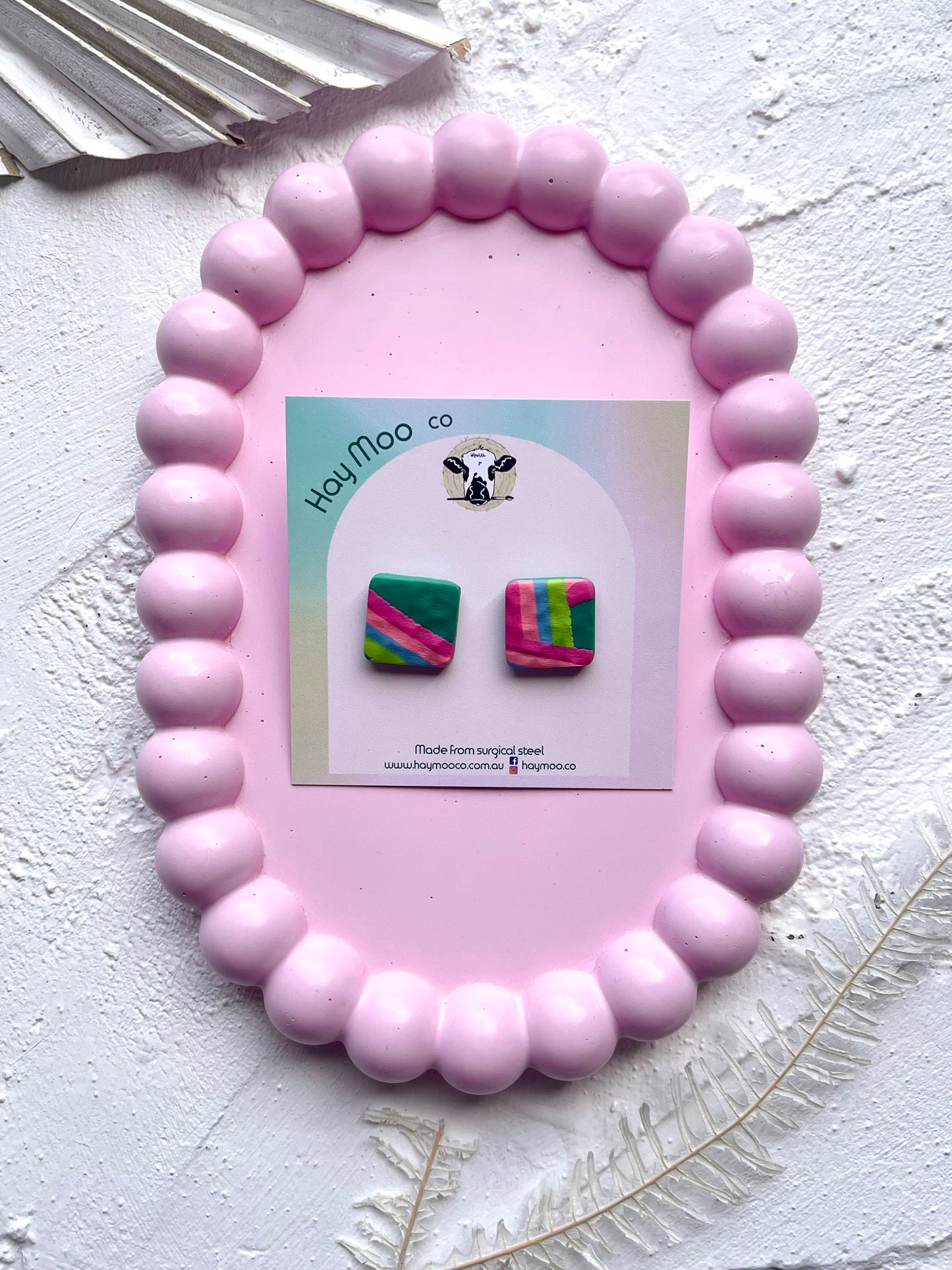 'Aqua Bloom' Square Stud
