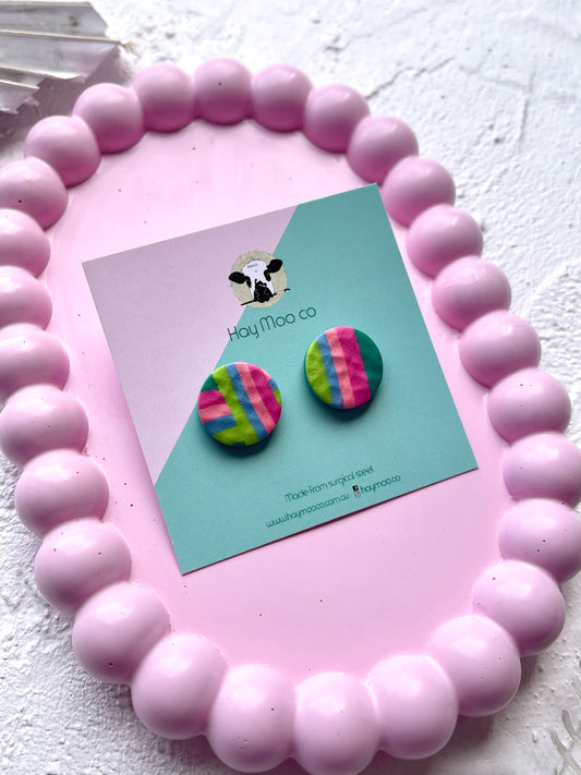 'Aqua Bloom' Circle Stud