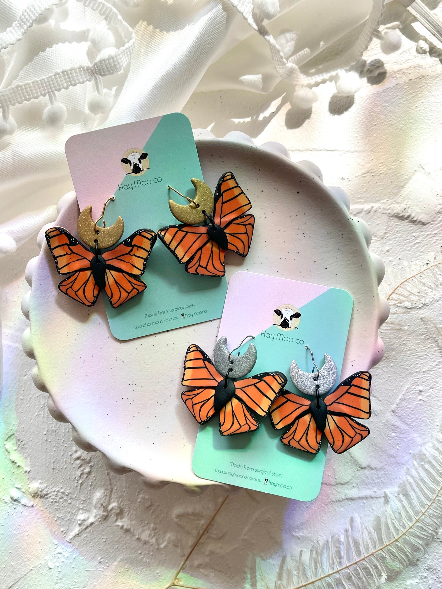 'Monarch Butterfly' Big Moon Charm Dangle