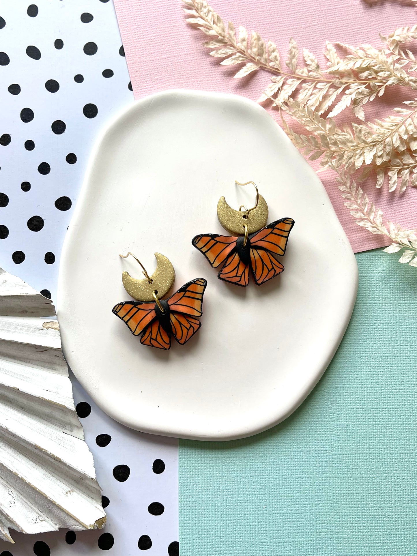 'Monarch Butterfly' Small Moon Charm Dangle
