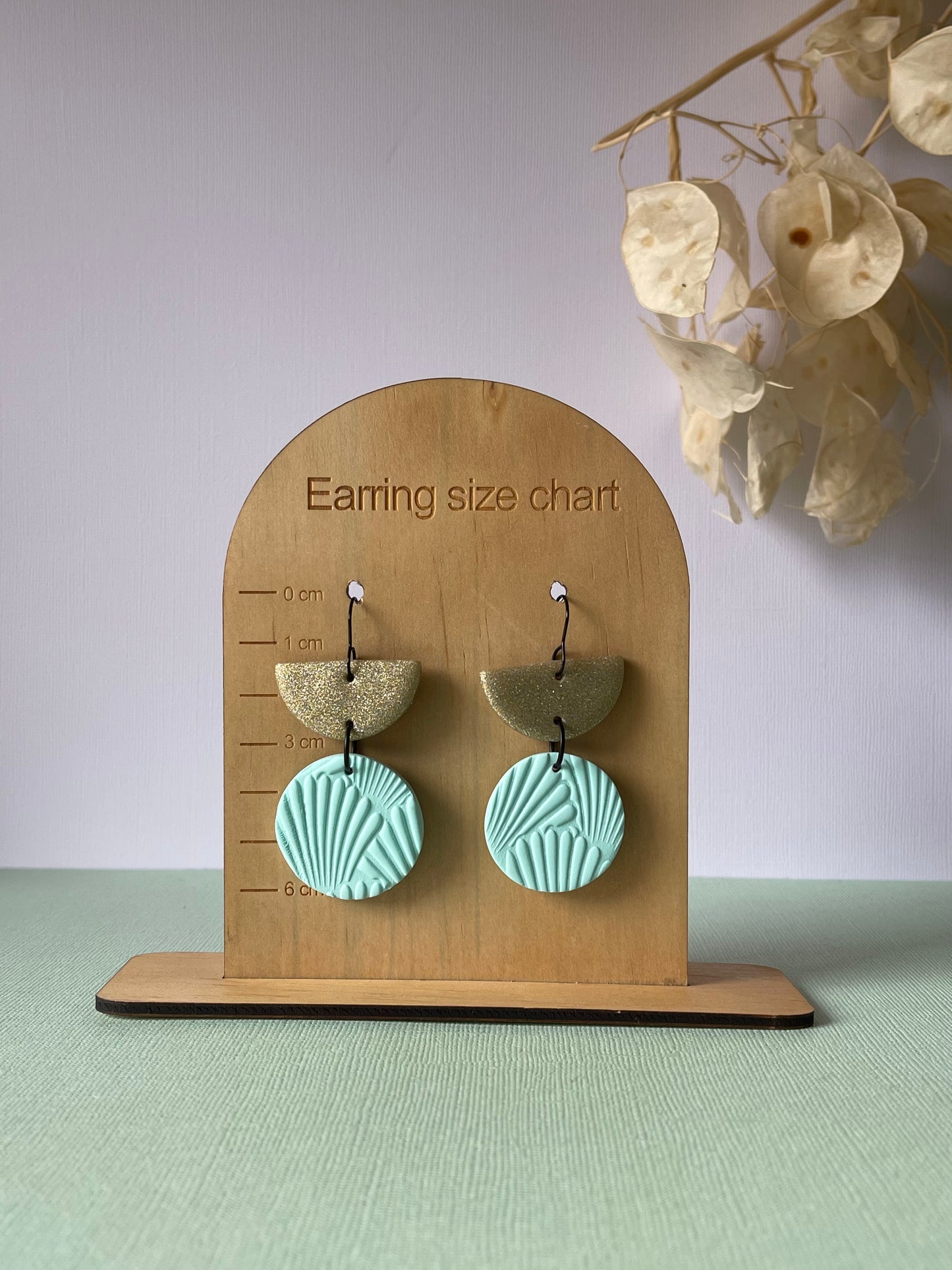 'Aqua' Gold Semi Circle Dangle